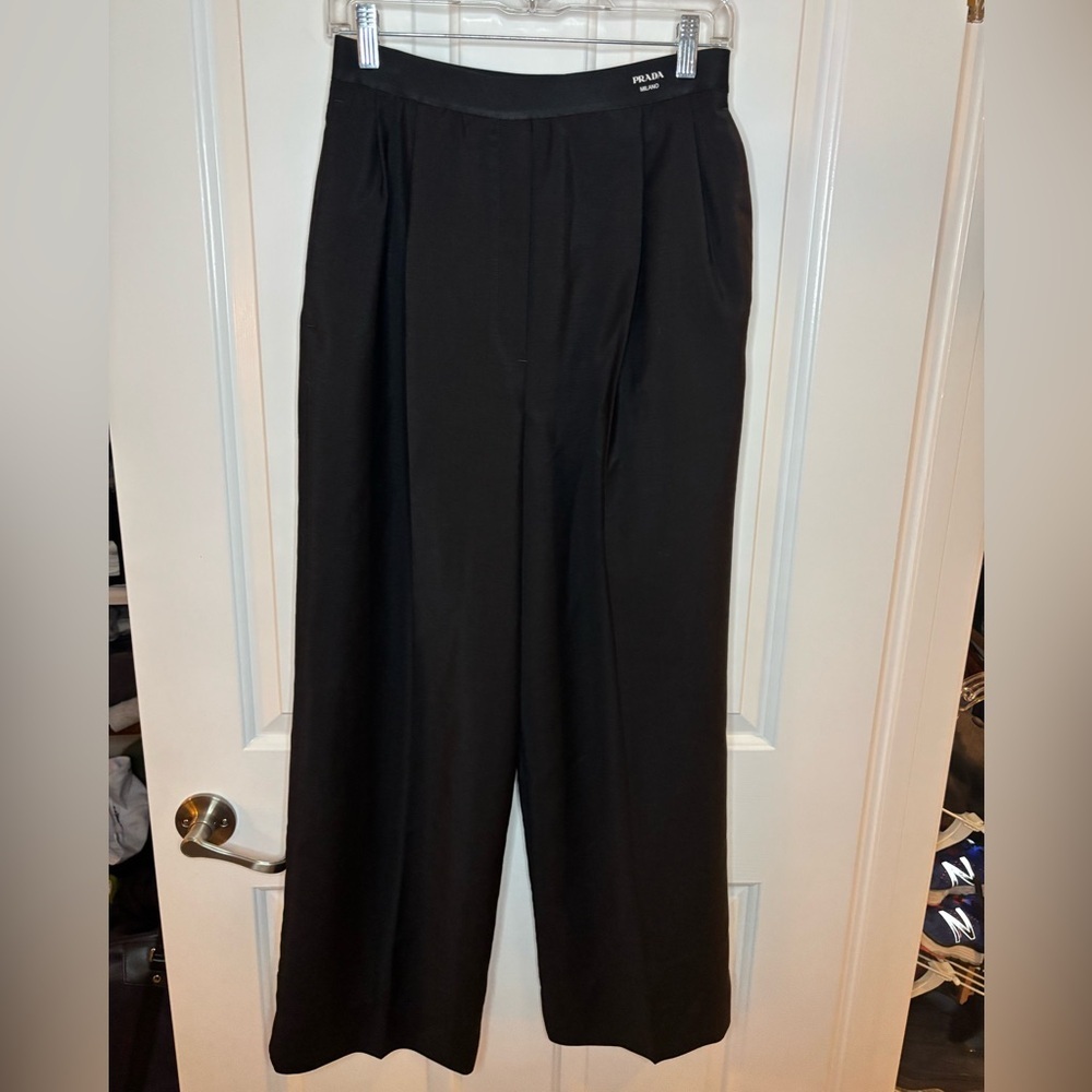 EUC Prada Women’s Black straight leg trousers mohair/wool size 38/US 2-4